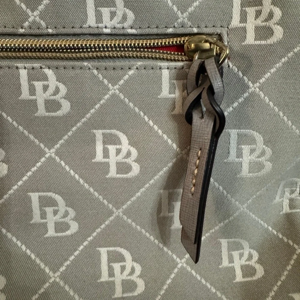 Dooney & Bourke Gretta Monogram Satchel Grey White Coated Canvas Handbag
